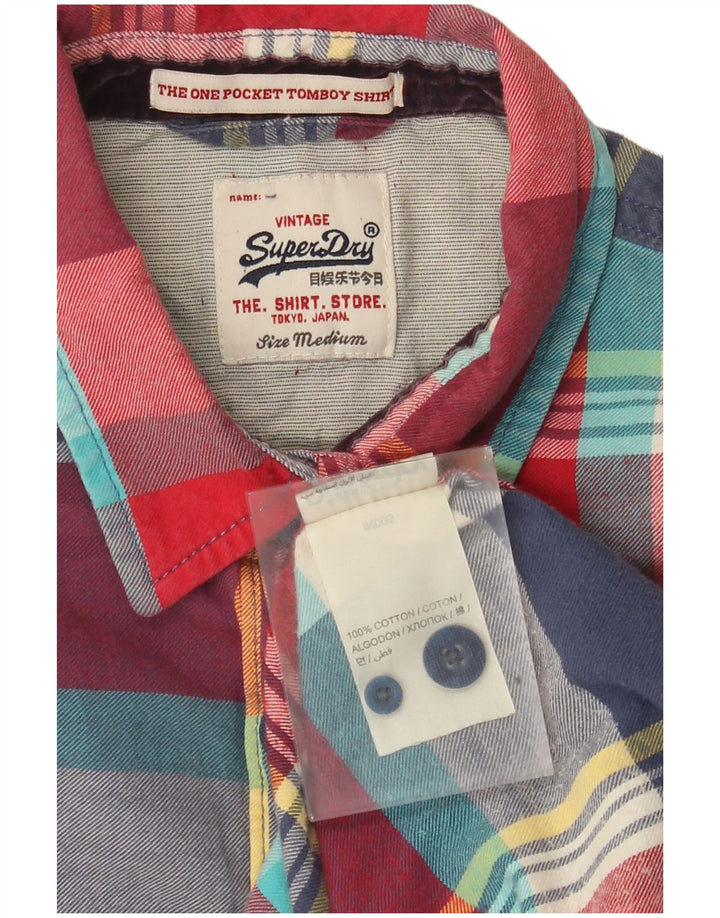 Damska koszula flanelowa Superdry UK 14, średnia, wielokolorowa bawełniana krata
