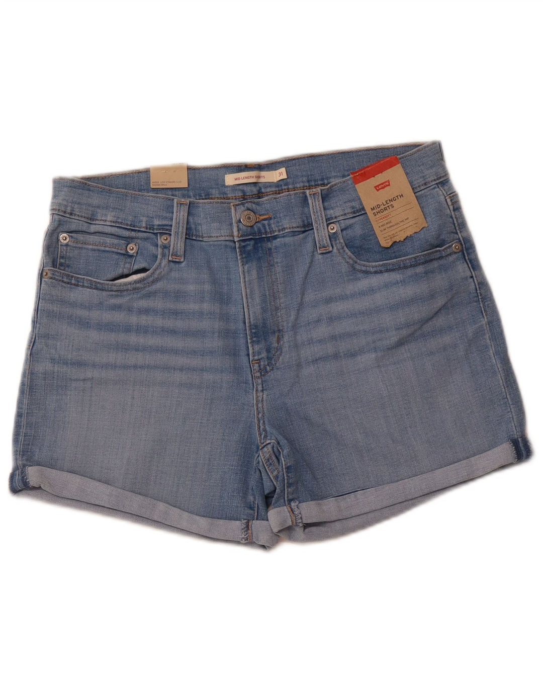 Damskie spodenki jeansowe LEVI'S ze średnim stanem US 12, duże, W31, niebieska bawełna