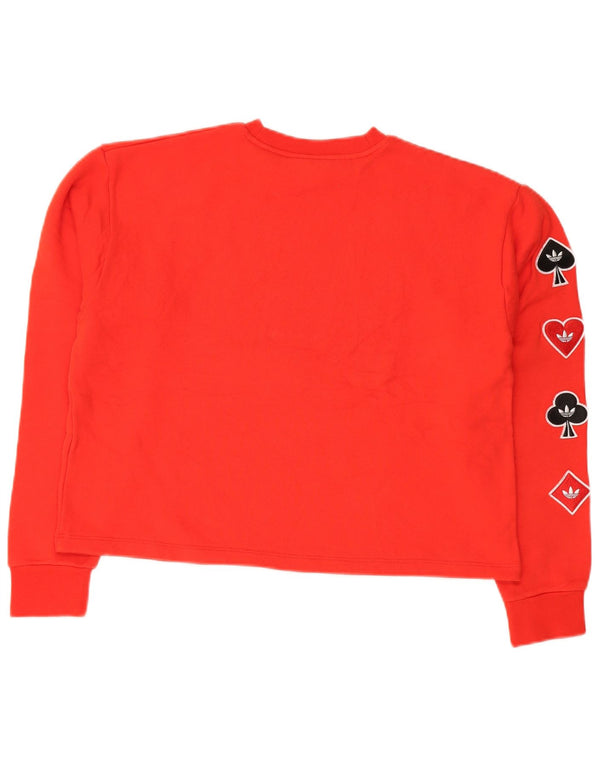 Damska bluza Adidas Crop Graphic Jumper UK 16, duża czerwona bawełna
