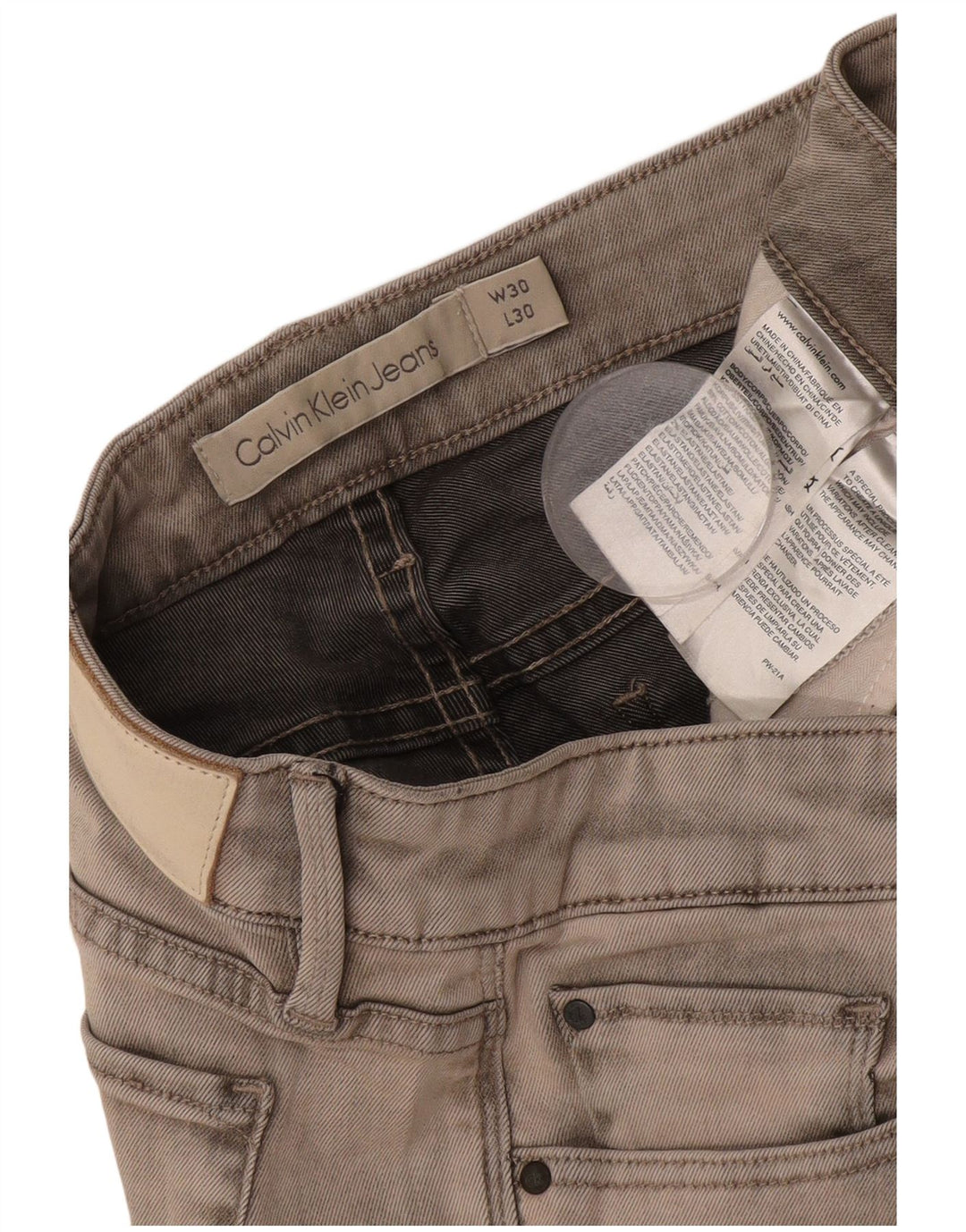 CALVIN KLEIN Damskie jeansy slim W30 L30 Szara bawełna