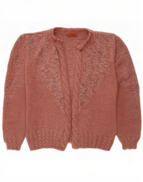 Vintage damski sweter oversize z otwartym kardiganem UK 18 XL, różowy, nakrapiany