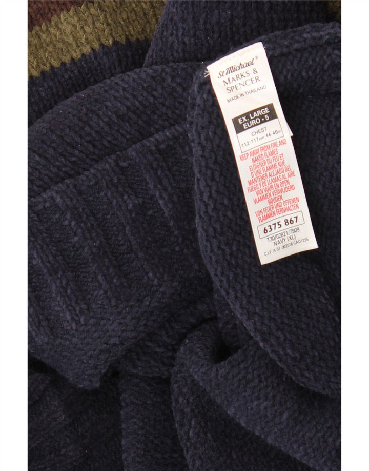 Marks & Spencer Męski sweter z golfem XL, granatowy, blok kolorów