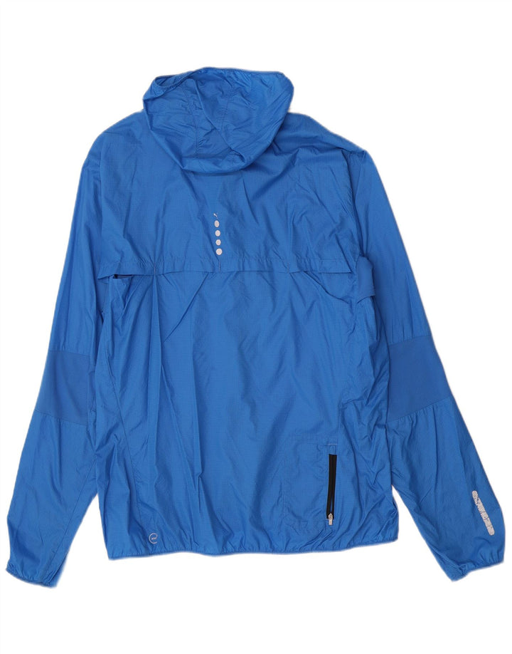 Męska kurtka przeciwdeszczowa Puma z kapturem UK 42 XL, nylon w niebieską kratkę