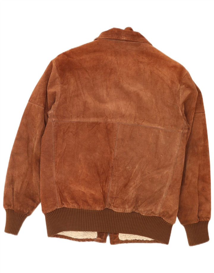Męska kurtka zamszowa Piccini Bomber IT 48 Średniobrązowa skórzana retro