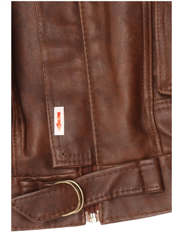 Vintage męska kurtka skórzana IT 50 duża brązowa