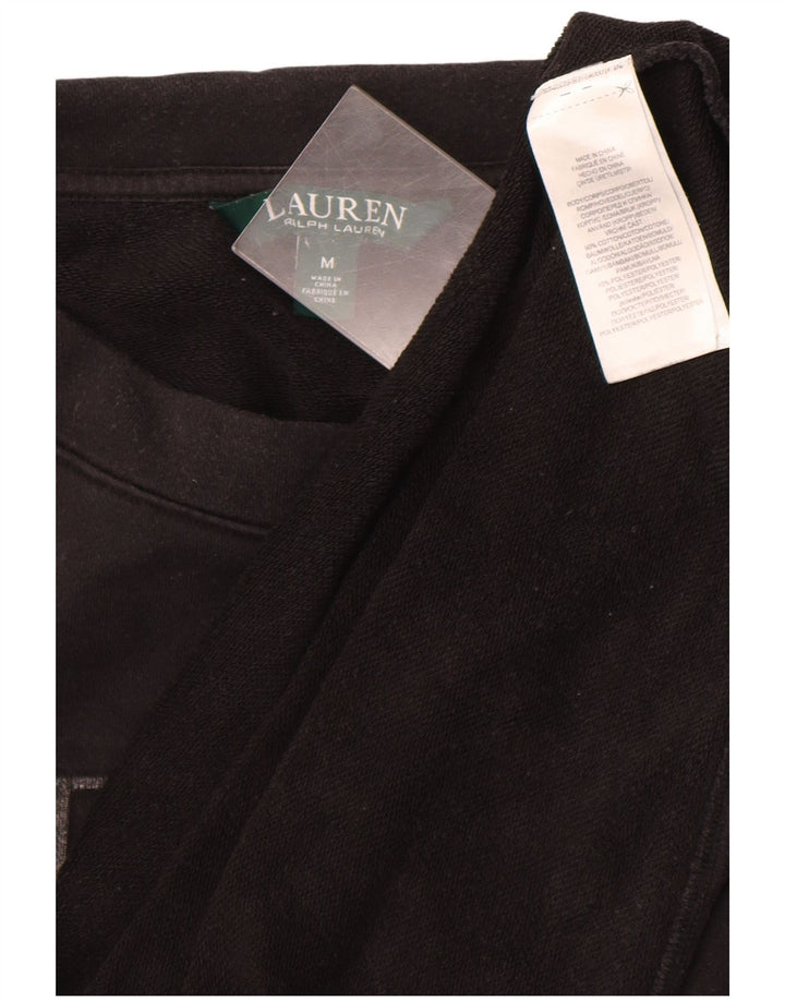 RALPH LAUREN Womens Graphic Oversized Sweatshirt Jumper UK 14 Medium Black