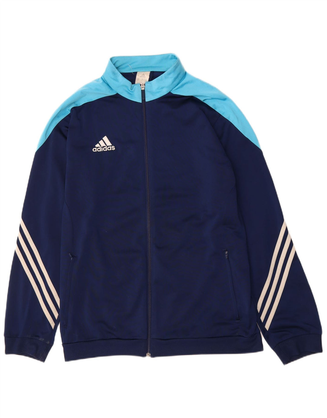 ADIDAS Mens Tracksuit Top Jacket XL Navy Blue Colourblock Polyester
