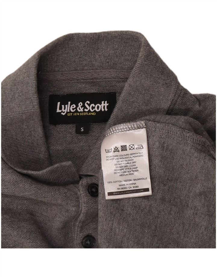 Męska koszulka polo z długim rękawem Lyle & Scott, mała, szara, bawełniana