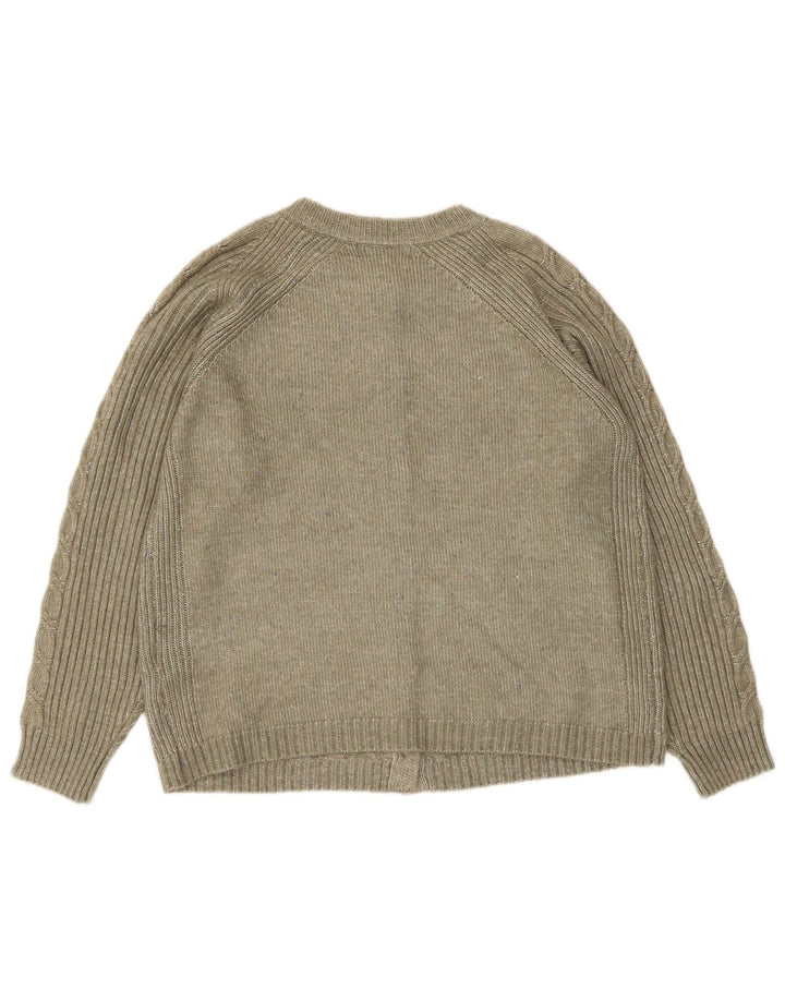 Marks & Spencer Damski sweter kardigan UK 14, średni, khaki, poliester