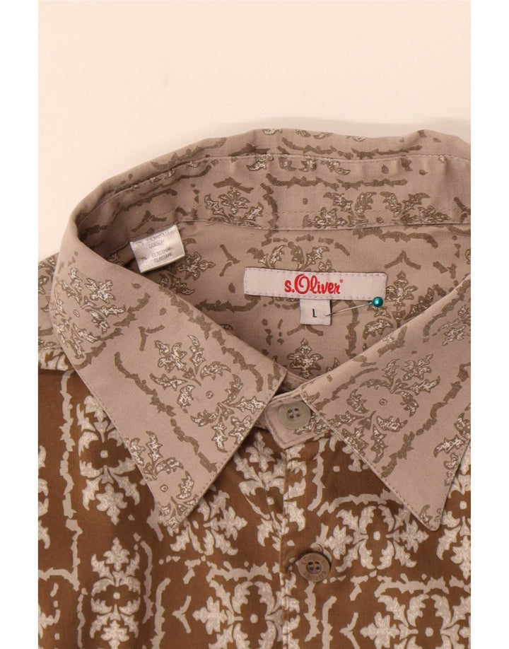 Koszula męska S.Oliver, duża, brązowa, bawełniana w kwiaty