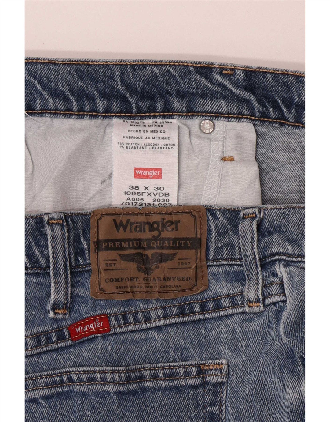 Wrangler Męskie proste dżinsy W38 L30 Niebieskie bawełniane