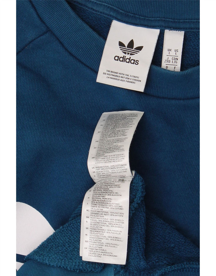Męska bluza z grafiką ADIDAS, duża, niebieska, bawełniana