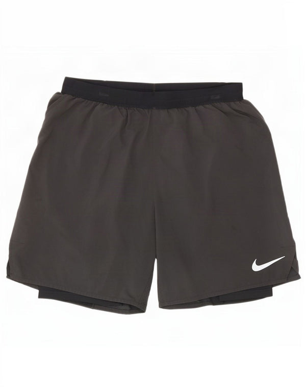 Męskie spodenki sportowe Nike Dri Fit, duży szary poliester z blokami kolorów