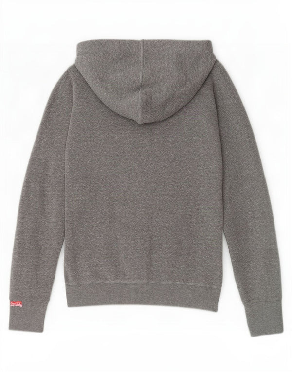Damski sweter z kapturem Superdry z grafiką i zamkiem błyskawicznym UK 10, mały, szary, nakrapiany