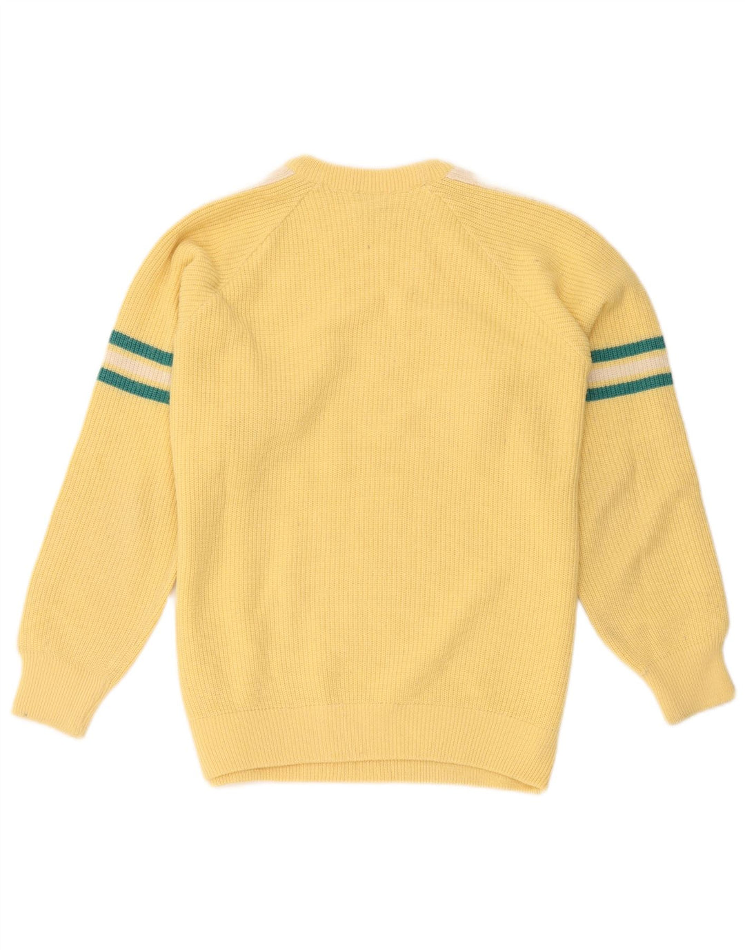 Vintage męski sweter z okrągłym dekoltem, duży żółty blok kolorów
