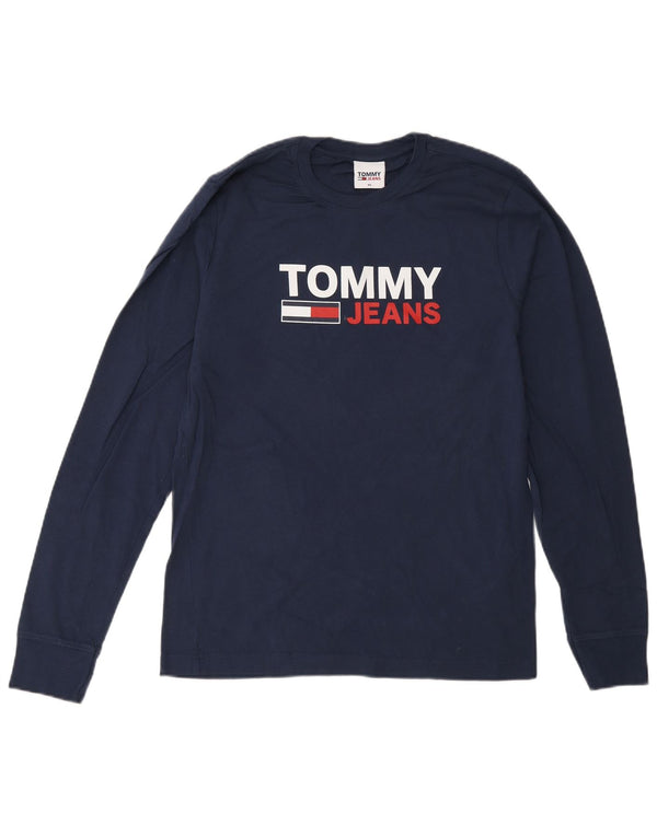 Męski top graficzny Tommy Hilfiger z długim rękawem XS, granatowy, bawełniany