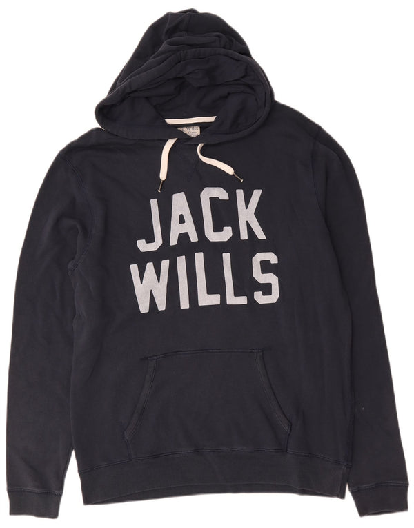 Męski sweter z kapturem Jack Wills z grafiką, średni granatowy, bawełniany