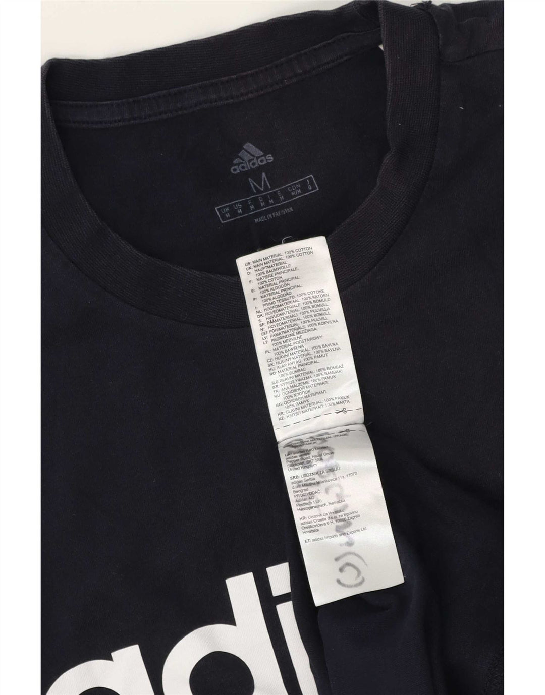 Męska koszulka z grafiką Adidas, średnia, granatowa, bawełniana