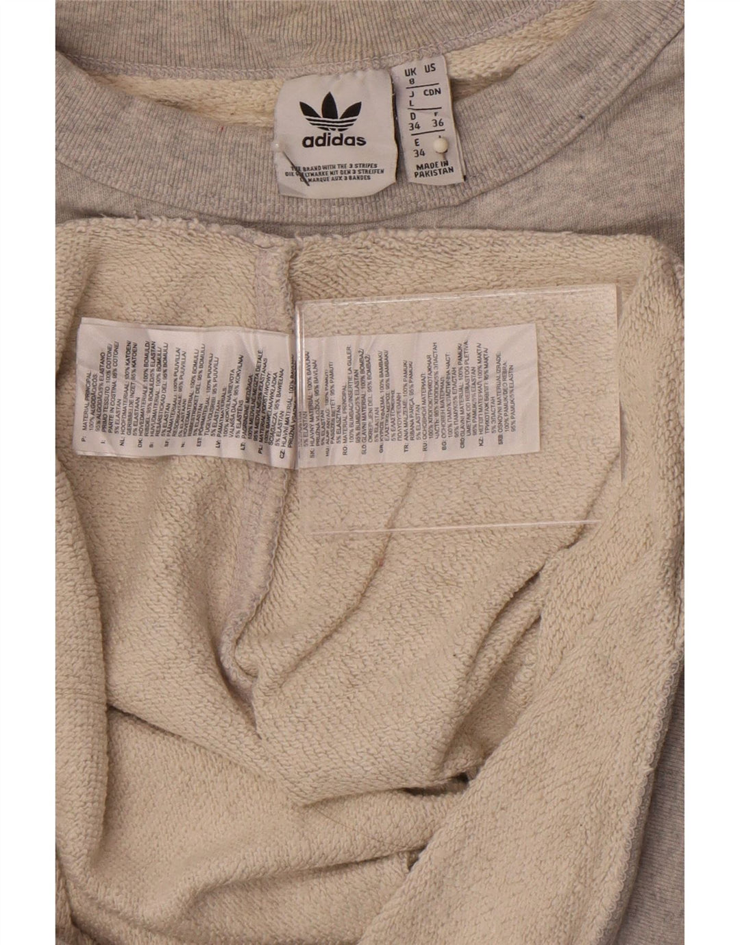 Damska bluza oversize Adidas, UK 8, mała, szara, nakrapiana bawełna