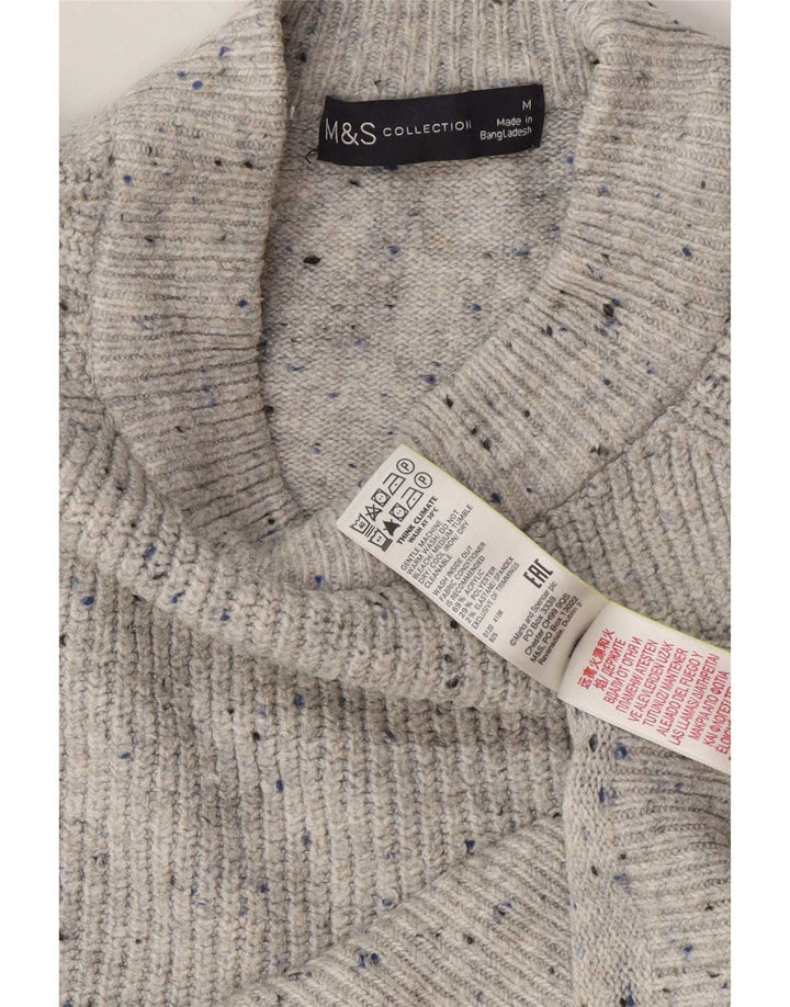 Marks & Spencer Damski sweter z okrągłym dekoltem UK 14, średni szary, nakrapiany