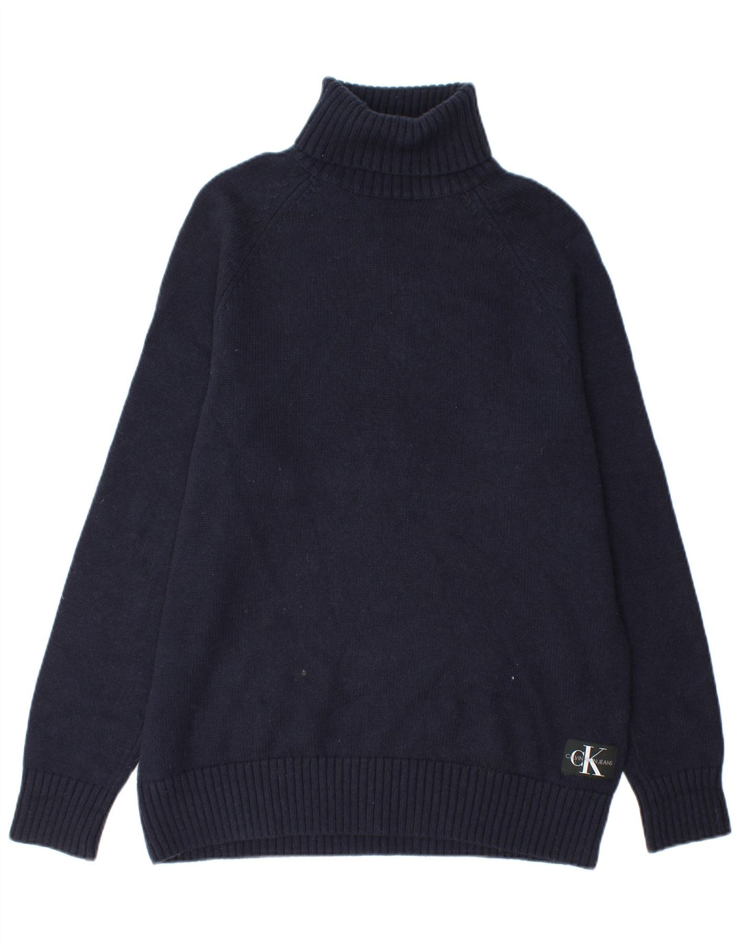 Męski sweter z wywijanym dekoltem Calvin Klein Jeans, średni granatowy, bawełniany