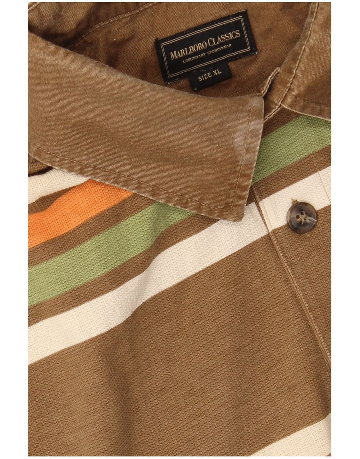 Męska koszulka polo MARLBORO CLASSICS XL, bawełniana w brązowe paski