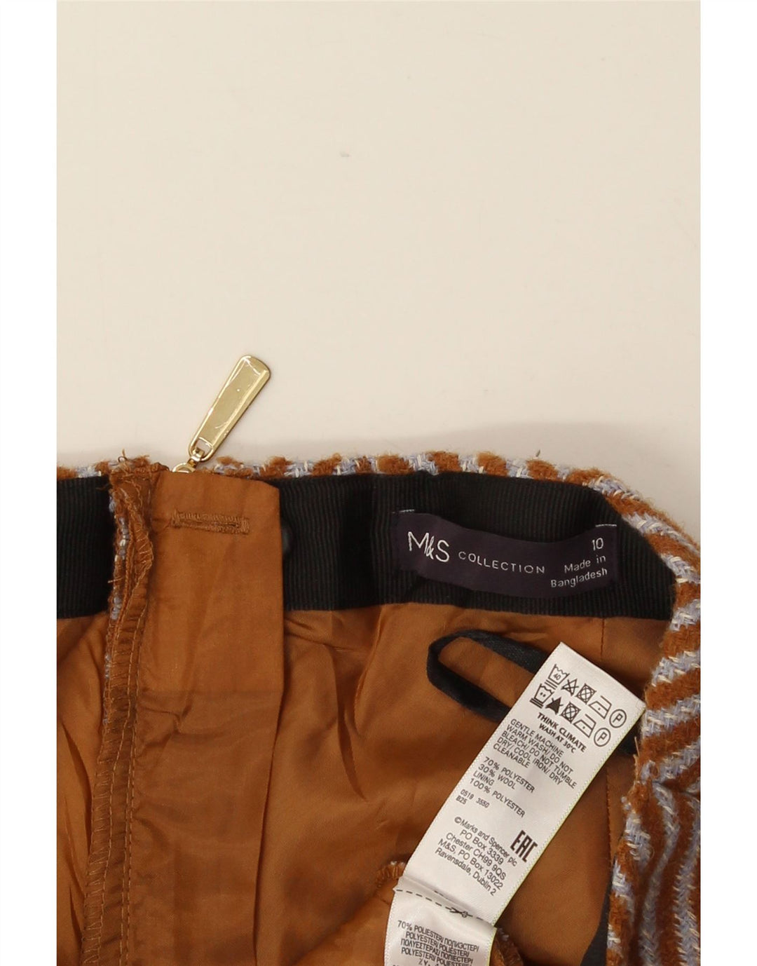 Marks & Spencer Damska spódnica mini UK 10 Small W30 Brązowa jodełka