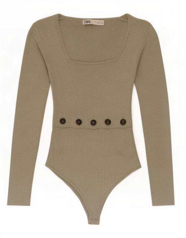 Body damskie Zara UK 8 Small Zielona wiskoza