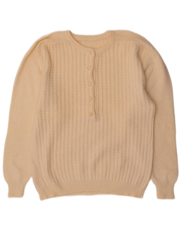 Sweter damski w stylu vintage z dekoltem w łódkę UK 14, duży, z białej wełny