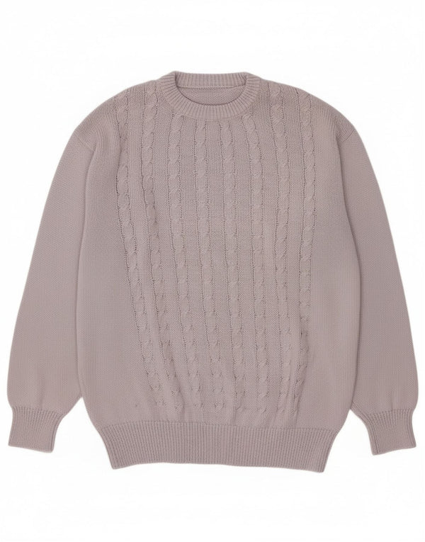 Sweter damski w stylu vintage z okrągłym dekoltem, UK 18 XL, fioletowa bawełna