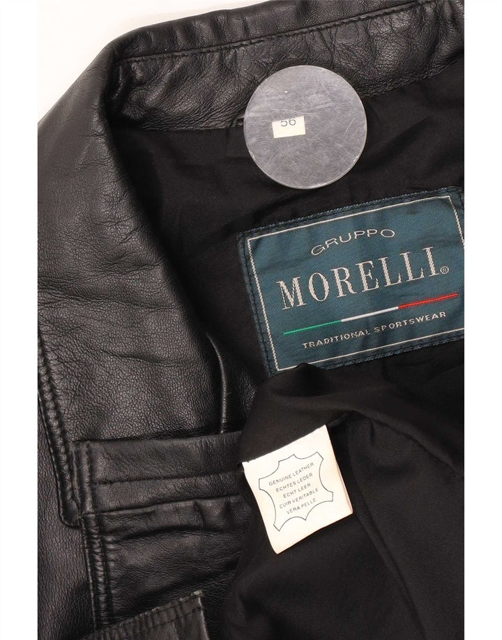 Męski płaszcz skórzany Morelli IT 56 3XL czarny
