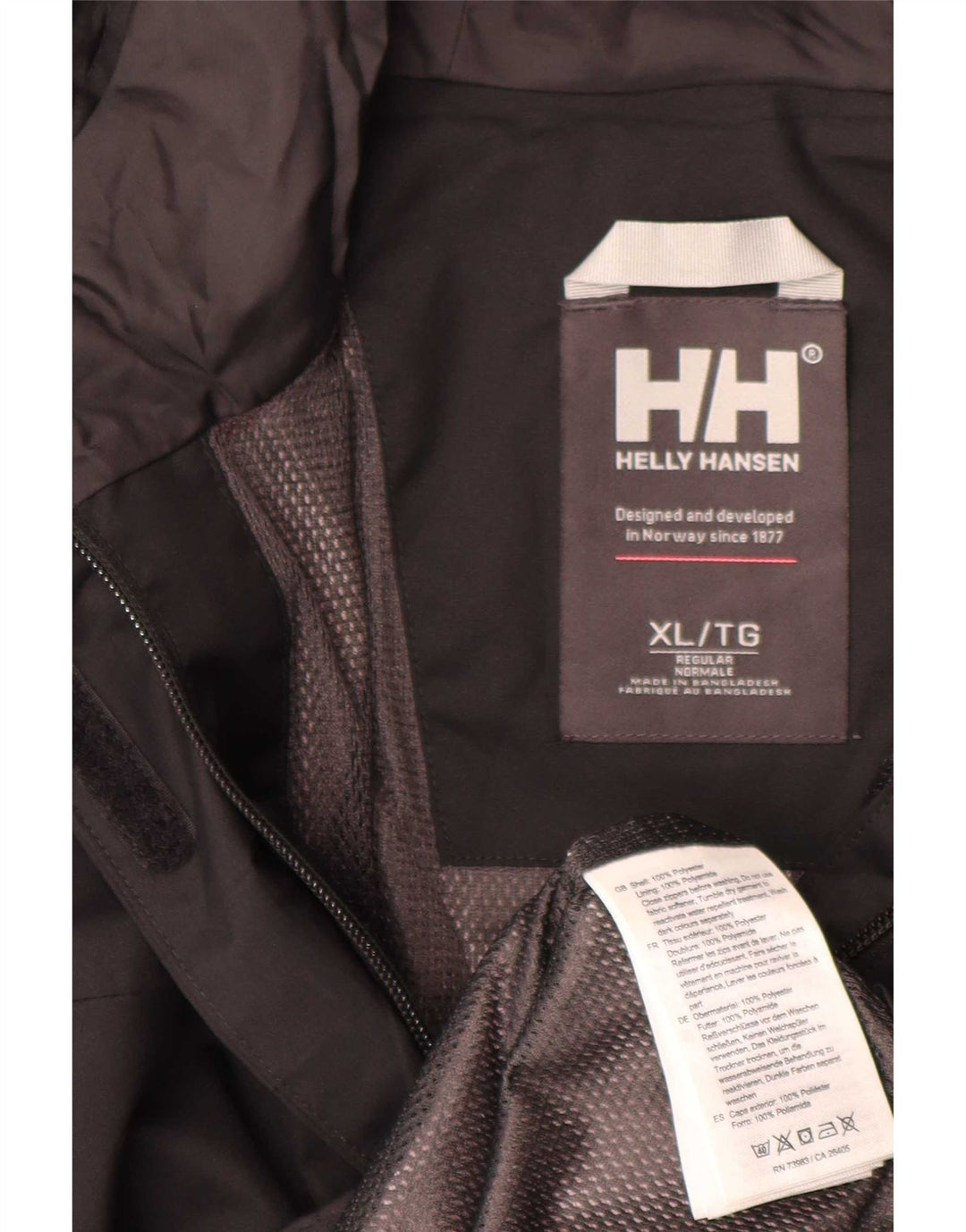 Damska kurtka przeciwdeszczowa z kapturem Helly Hansen UK 18 XL, czarny poliester