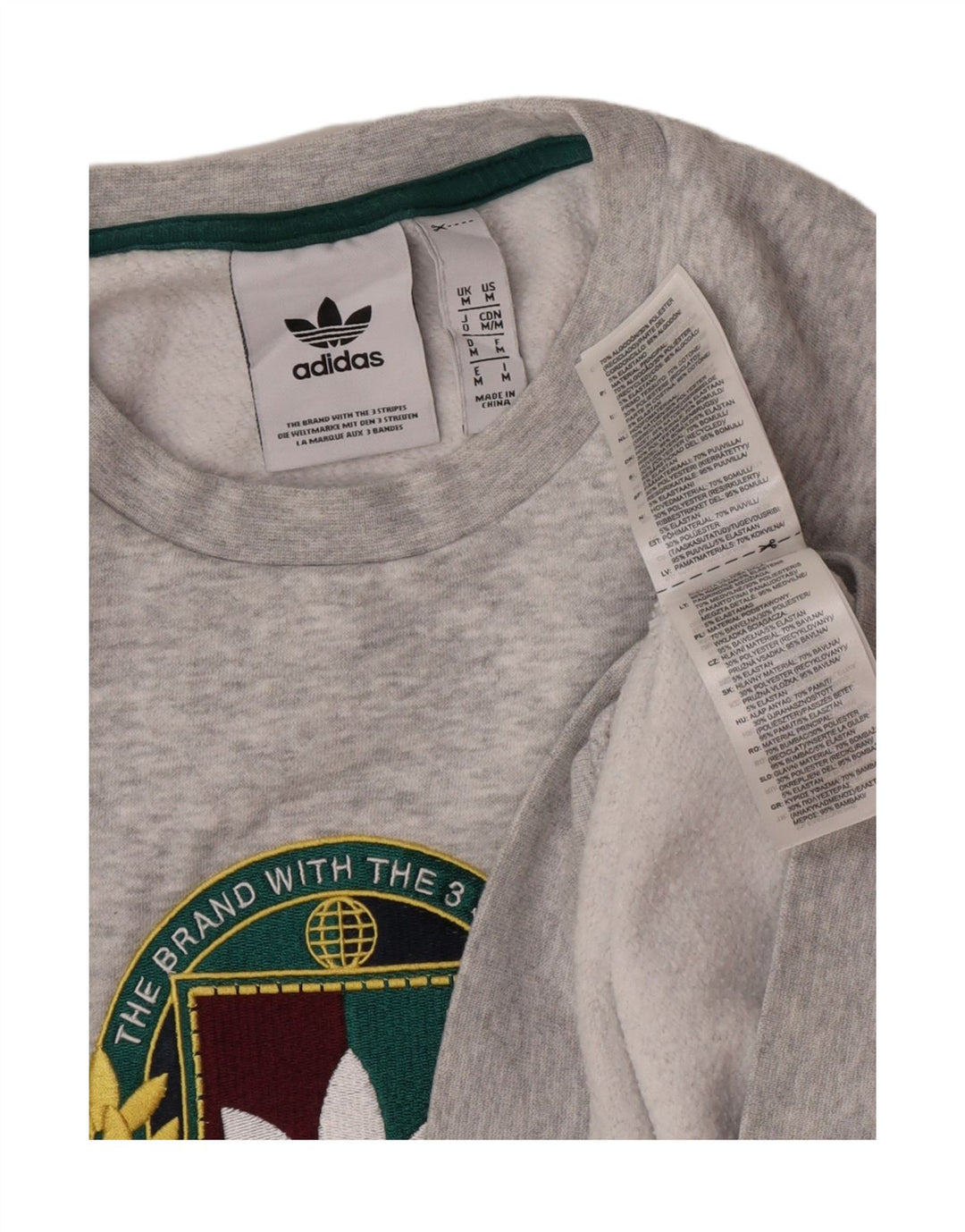 Męska bluza Adidas z grafiką, średnia szara bawełna