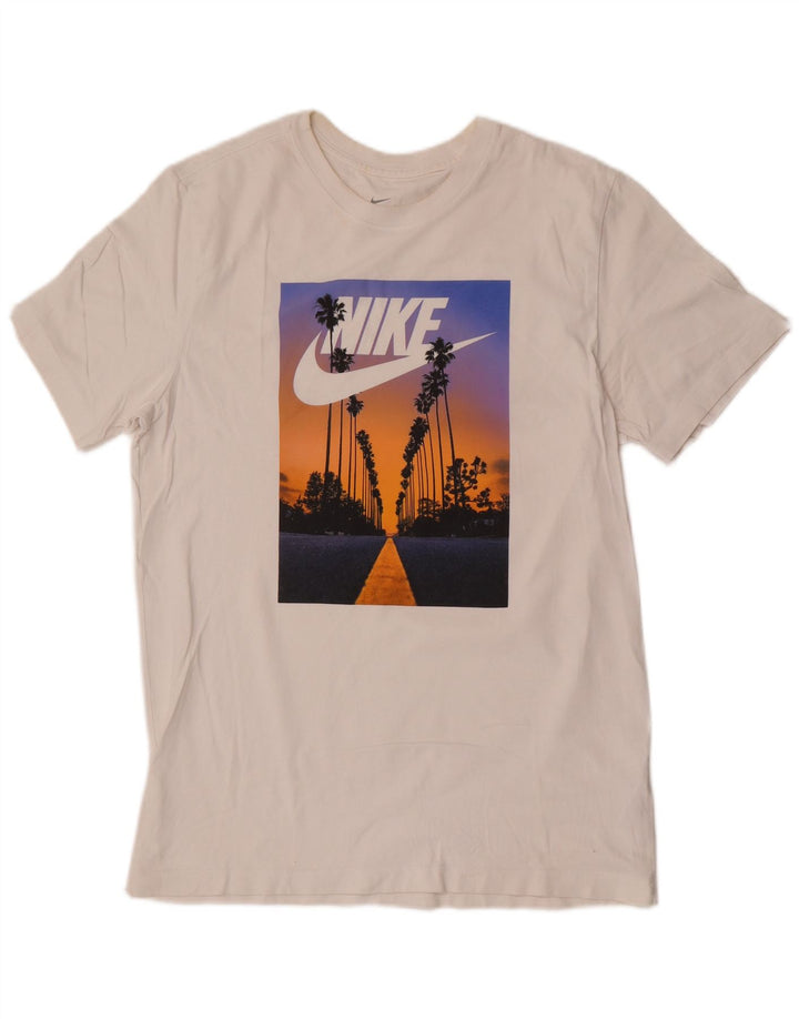 Męska koszulka z grafiką Nike, średnia, biała bawełna