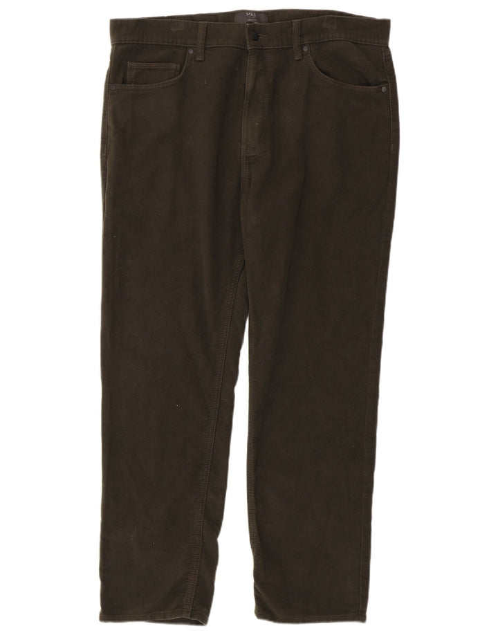 Marks & Spencer Męskie proste dżinsy o regularnym kroju W36 L29, bawełna khaki
