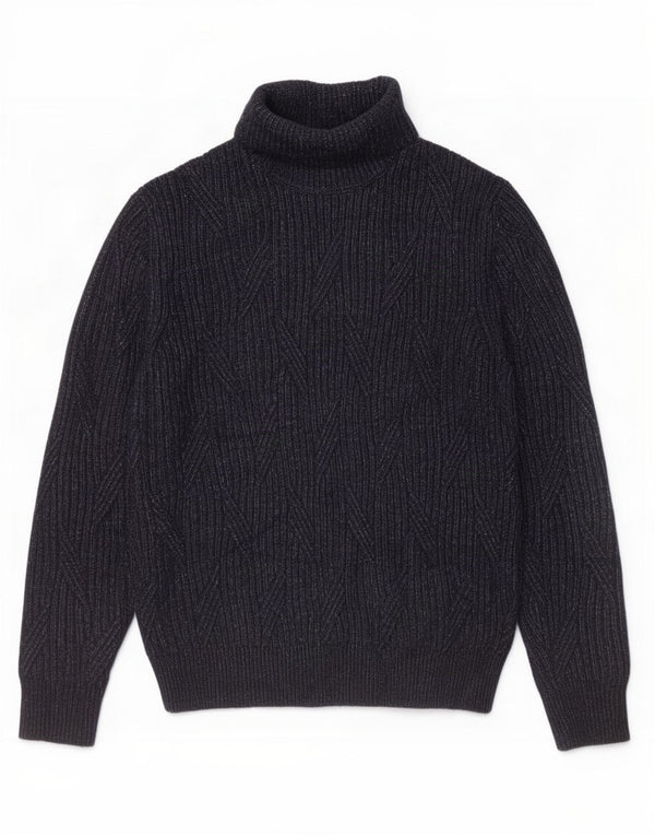 Marks & Spencer Damski sweter z golfem UK 14, duży, granatowy