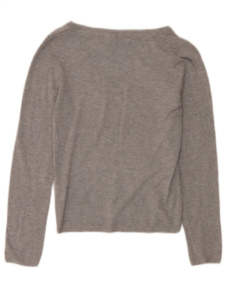 Damski sweter Zara z dekoltem w kształcie litery V, UK 8, mały, szary
