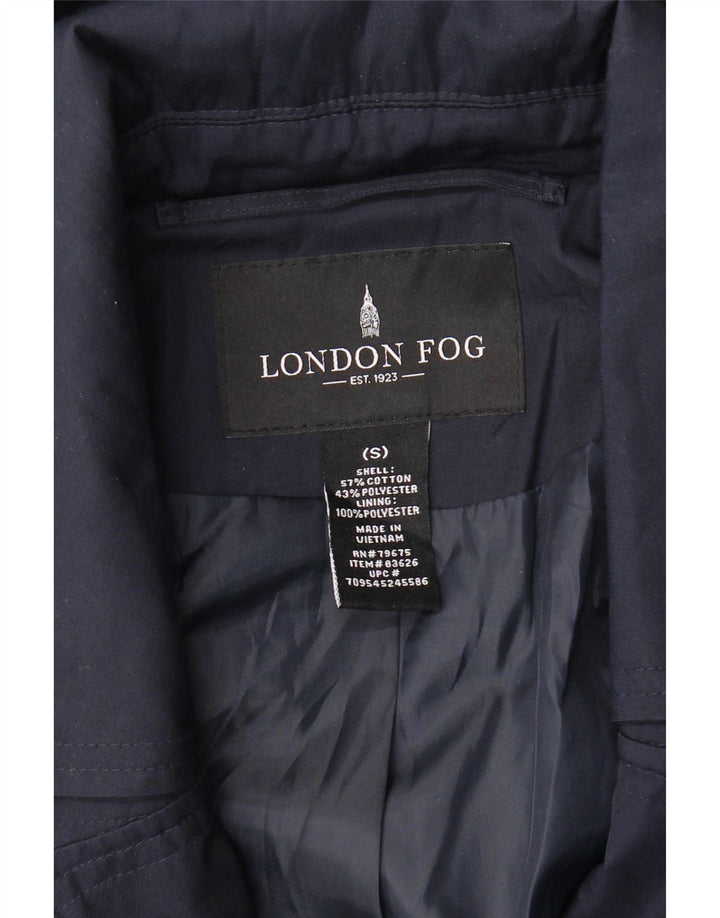 Damski trencz z kapturem LONDON FOG UK 10, mały, granatowy, bawełniany