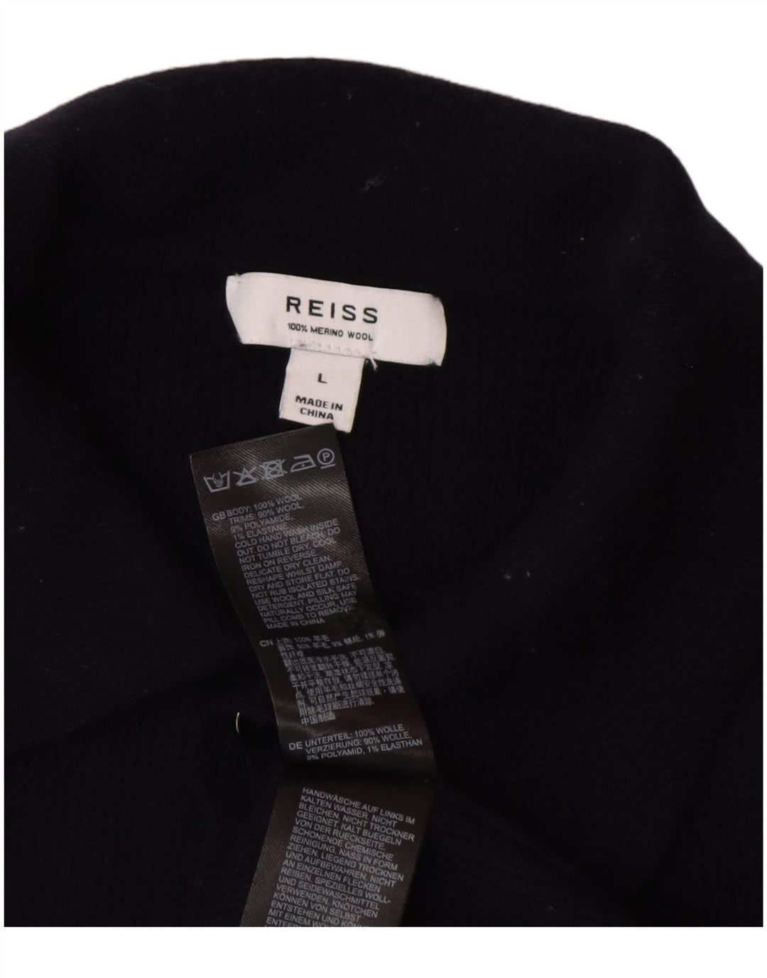 Męski sweter polo Reiss, duży, granatowy, wełniany