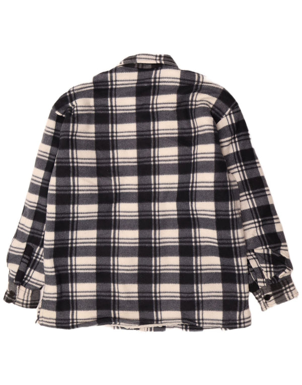 Vintage męska kurtka flanelowa typu Sherpa UK 46 3XL granatowa, bawełniana w kratę