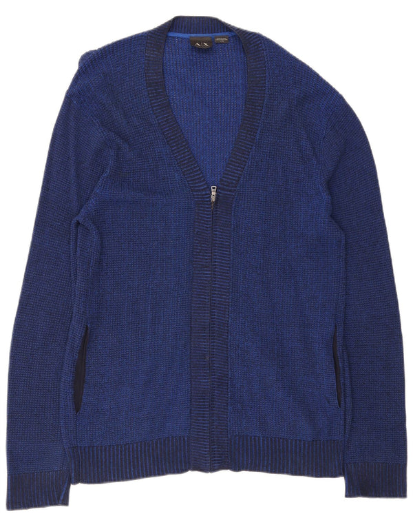 Męski sweter Armani Exchange z zamkiem błyskawicznym XL, granatowy, sztuczny jedwab