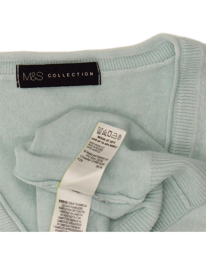 Marks & Spencer Damski sweter z dekoltem w kształcie litery V, UK 12, średni niebieski akryl