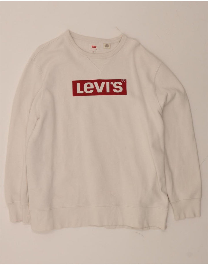LEVI'S Mens Graphic Sweatshirt Jumper XL White Cotton Vintage Levi's and Second-Hand Levi's from Messina Hembry 