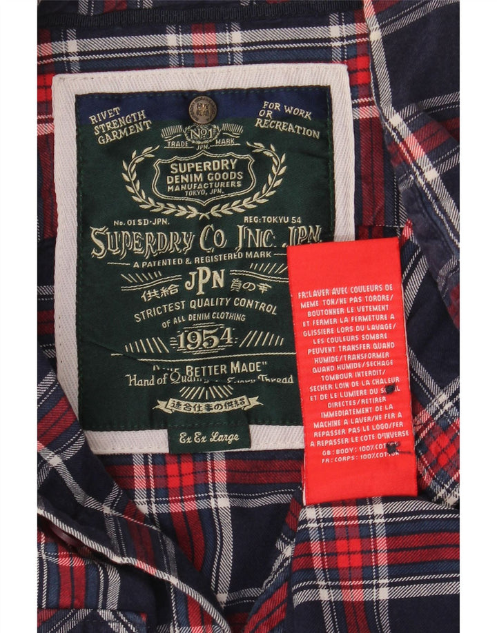Męska koszula flanelowa Superdry 2XL, bawełniana, granatowa w kratkę