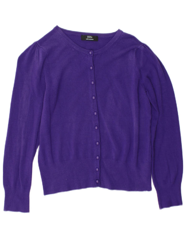 Marks & Spencer Womens Crop Cardigan Sweater UK 10 Small  Purple Viscose