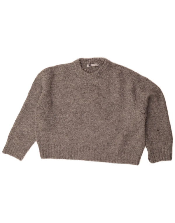 Damski sweter oversize z wycięciem pod szyją Zara UK 14 Średni szary nakrapiany