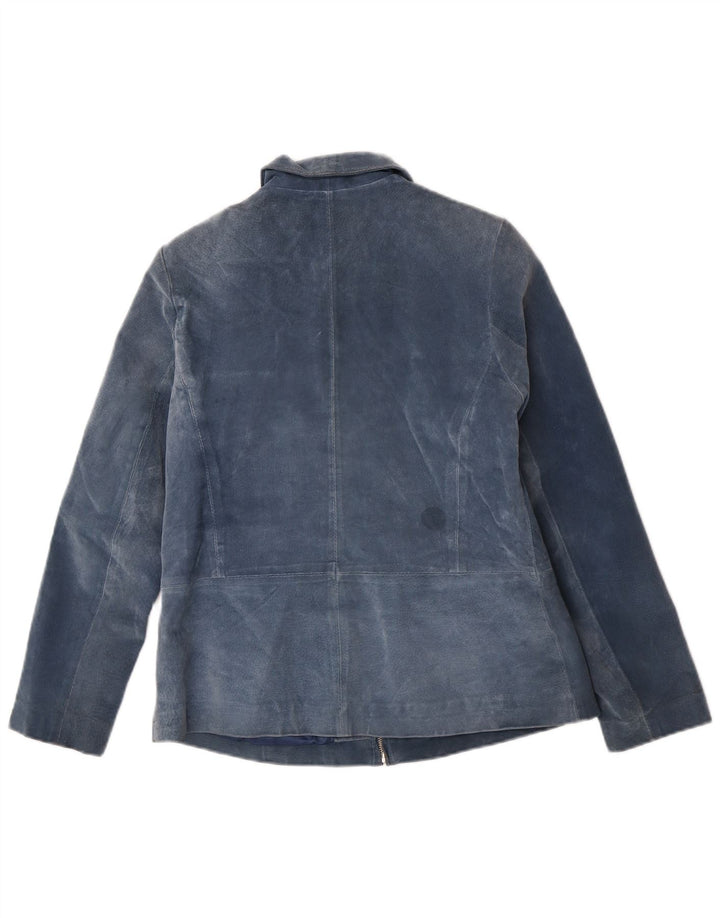 Kurtka zamszowa damska Project UK 10, mała, niebieska, skórzana