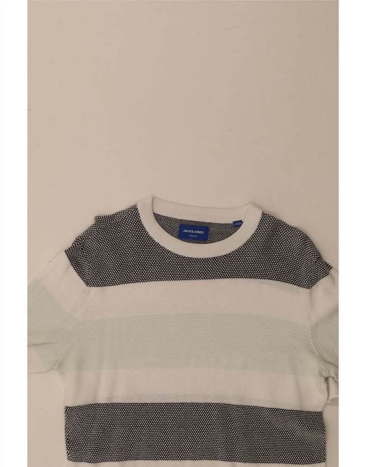JACK & JONES Mens Crew Neck Jumper Sweater Small Multicoloured Striped Vintage Jack & Jones and Second-Hand Jack & Jones from Messina Hembry 