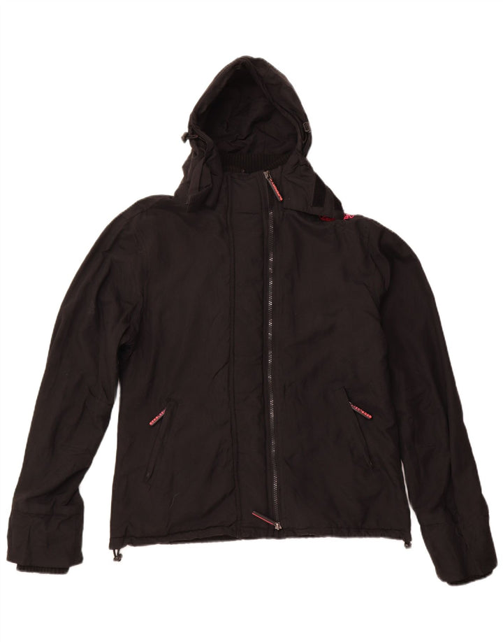 Damska kurtka wiatrówka z kapturem SUPERDRY UK 18 XL, czarny nylon