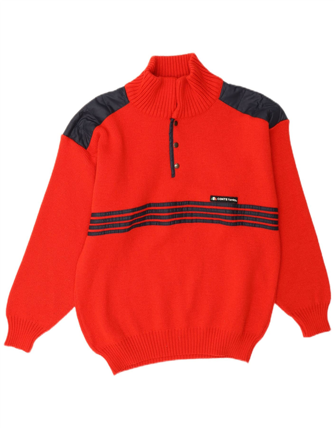 Vintage męski sweter zapinany na guziki IT 48 w kolorze średniej czerwieni
